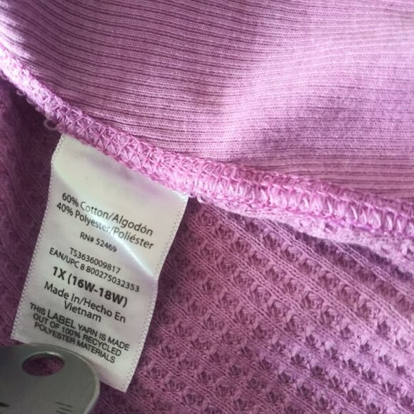 Terra & Sky women's size 1X violet waffle knit sweater - Picture 13 of 15